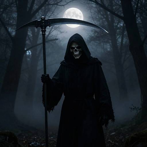 Mysterious Grim Reaper in Dark Forest