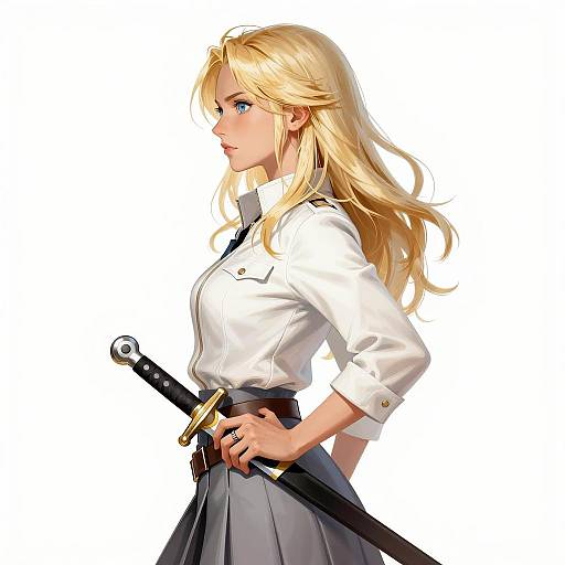 Blonde Woman with Sword Digital Illustration