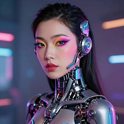 Futuristic Cybernetic Woman Neon