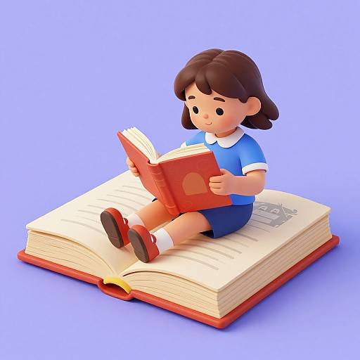 Imaginative Child Reading on Giant Book