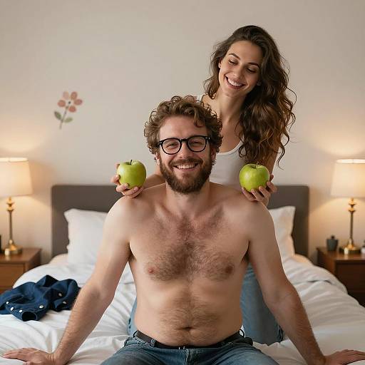 Couple Relaxing in Cozy Bedroom Setting
