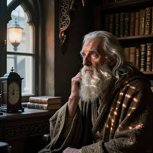 Photorealistic Ancient Sage in Study