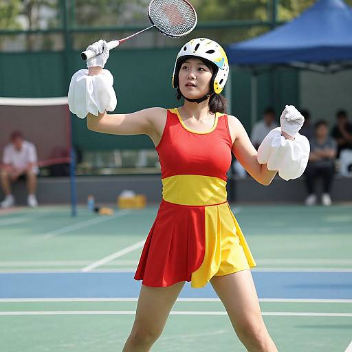 Vibrant Badminton Player in Action