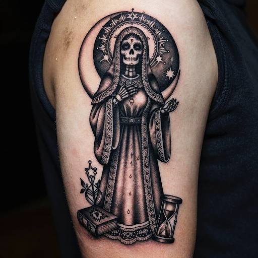 Dark Elegant Santa Muerte Tattoo
