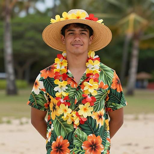 Cheerful Hawaiian Costume Photography