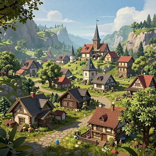 Realistic Fantasy Townscape Artwork