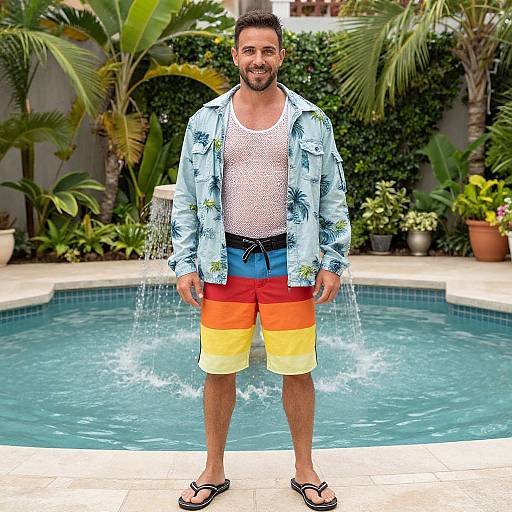 Stylish Man in Tropical Garden