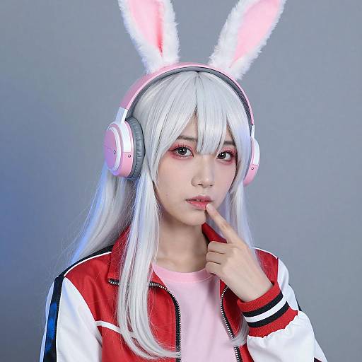 Futuristic Asian Woman with Rabbit Headset
