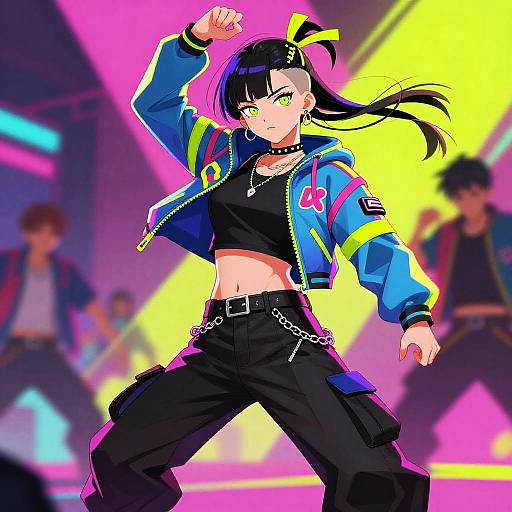 Androgynous Neon Street Dancer Anime