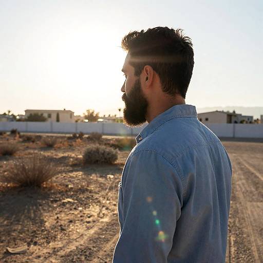 Bearded Man in Sunlit Outdoor Setting