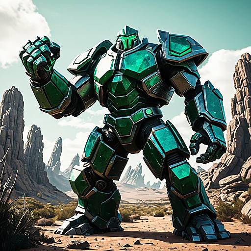 Emerald Armored Golem in Alien Desert
