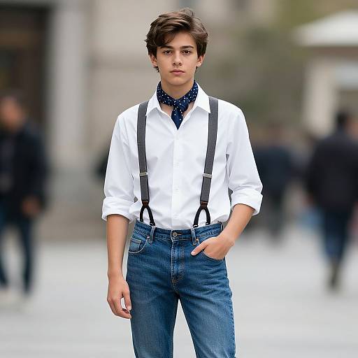 Realistic Youth in Casual Denim Outfit