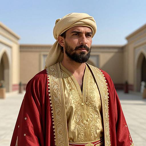 Regal Bearded Man in Ornate Robe