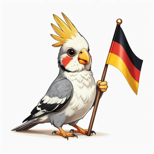 Playful Cockatiel with German Flag Graphic