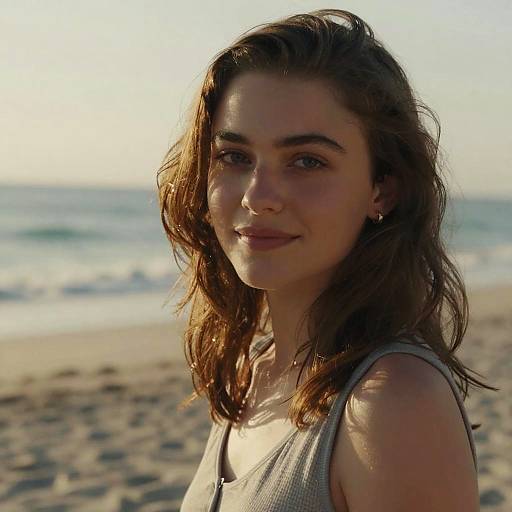 Teenage Girl at the Beach in Soft Lighting