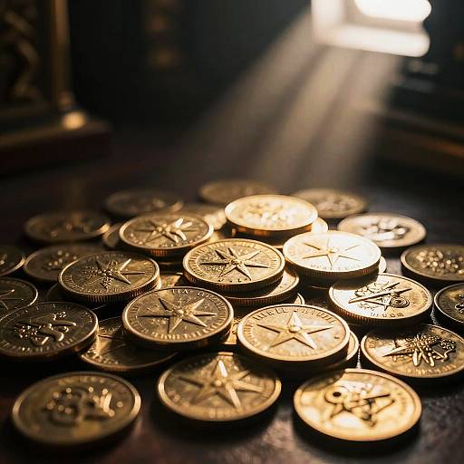 Illuminati Coins in Dramatic Light