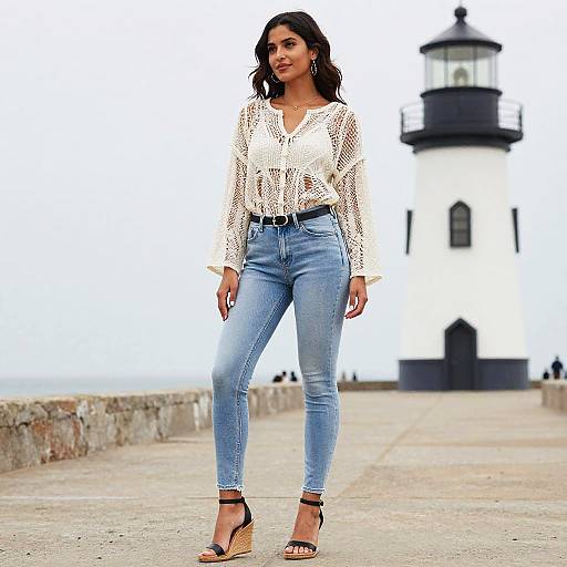 Boho Chic Woman on Pier