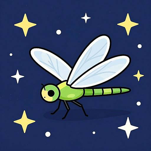 Whimsical Cartoon Winged Dragonfly