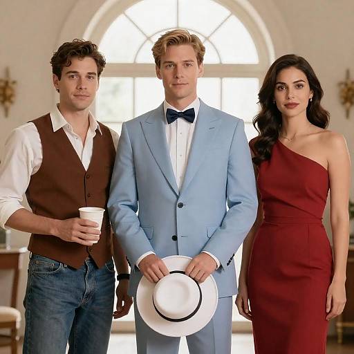 Three Figures in Arched Window Poster