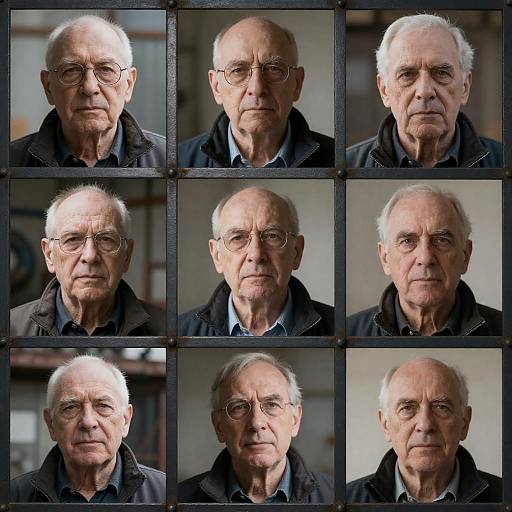 Eight Elderly Men in Unique Frames