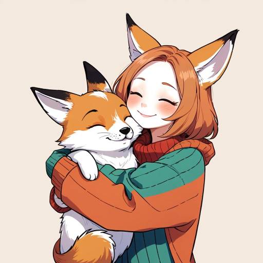 Anime Girl Hugging Fox