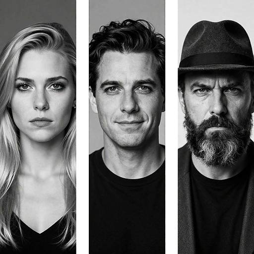 Dramatic Black-and-White Portrait Panels