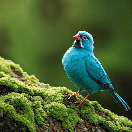 Realistic Finch with Blue Eyes in Moss Realistic Finch with Blue Eyes in Moss