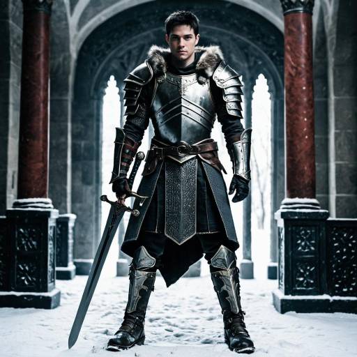 Winter Warrior in Armor with Sword