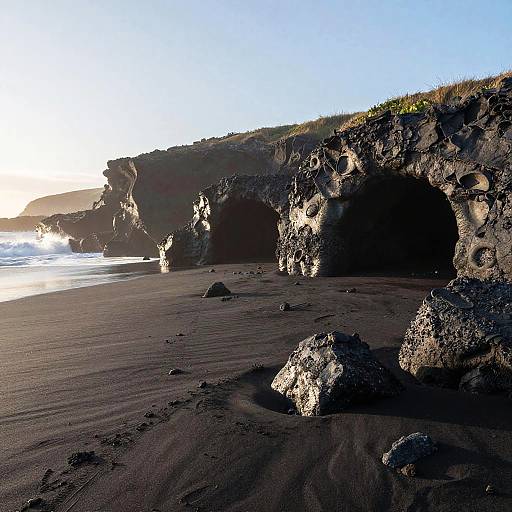 Photorealistic Black Sand Beach Scene