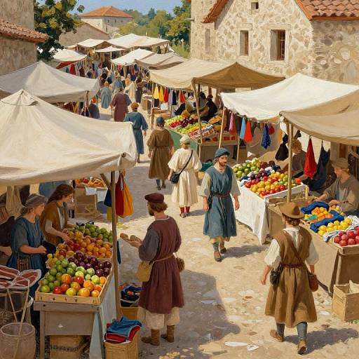 Vibrant Medieval Marketplace Scene