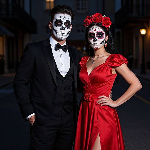Halloween Sugar Skull Couple Portrait