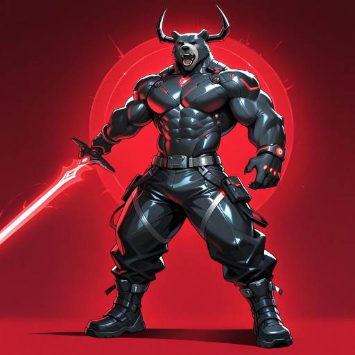 Cybernetic Bear Warrior in Dynamic Pose Cybernetic Bear Warrior in Dynamic Pose