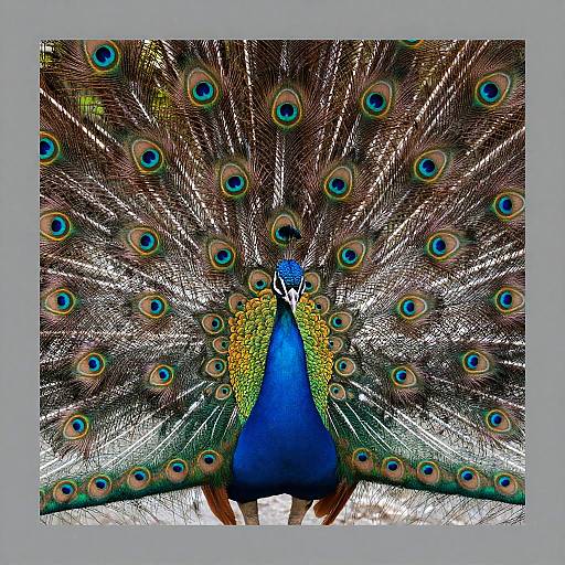 Vibrant Peacock Tail Feather Close-Up