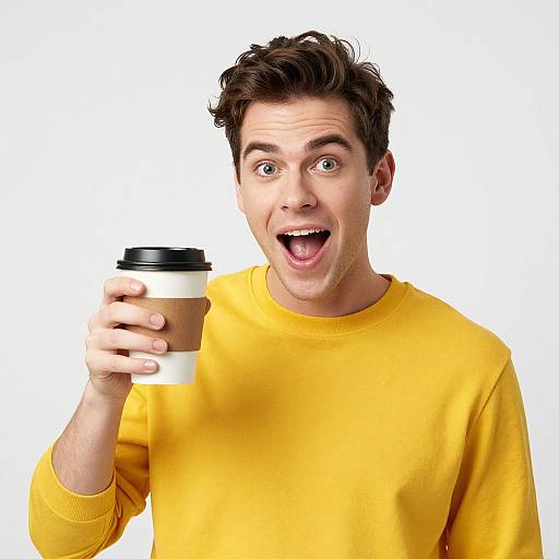 Vivid Portrait of Excited Young Man