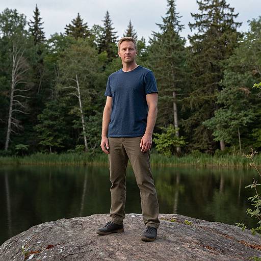 Confident Man in Serene Nature Portrait