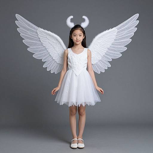 Fairy in White Dress with Wings