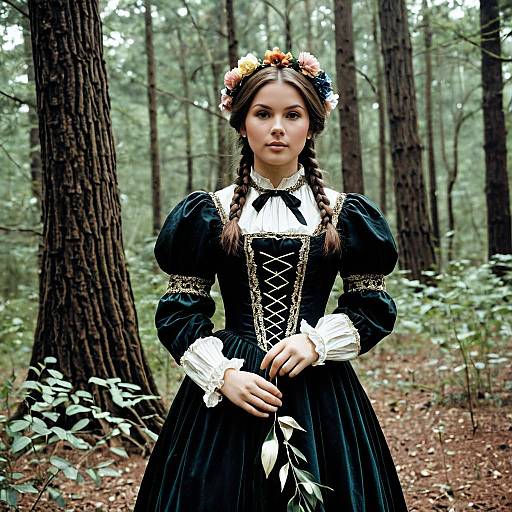 Victorian Style Woman in Forest