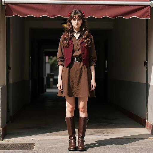 Stylish Young Woman in Formal Costume