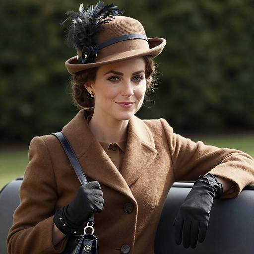 Elegant Woman in Edwardian Fashion Outdoors