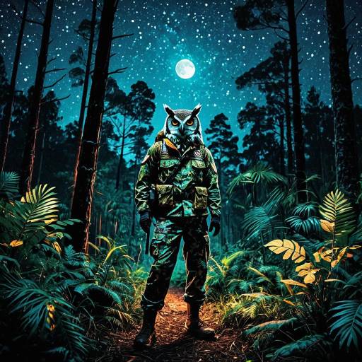 Nighttime Jungle Scout Under Starry Sky