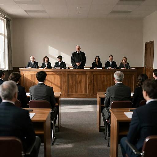 Dim Courtroom with Sunlit Attendees