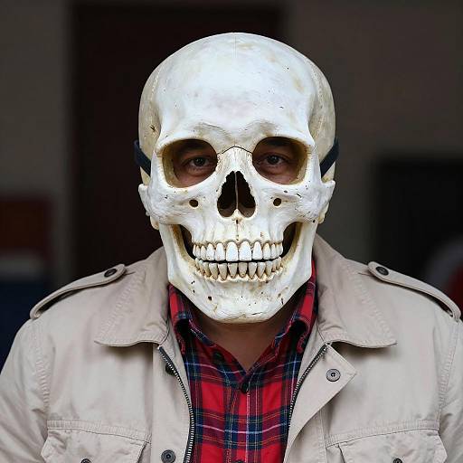 Mysterious Man with Skull Mask Portrait