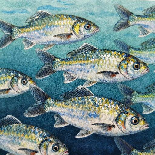 Realistic School of Fish Close-Up