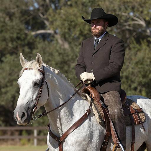 Intense Cowboy on Dappled Horse