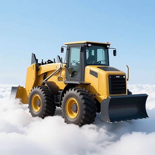 Realistic Backhoe Loader on Clouds