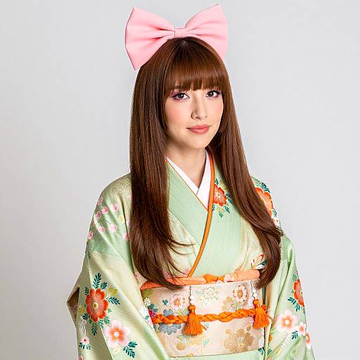 Elegant Woman in Vibrant Kimono