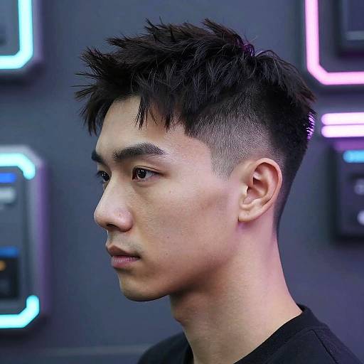 Futuristic Crewcut in Cyberpunk City
