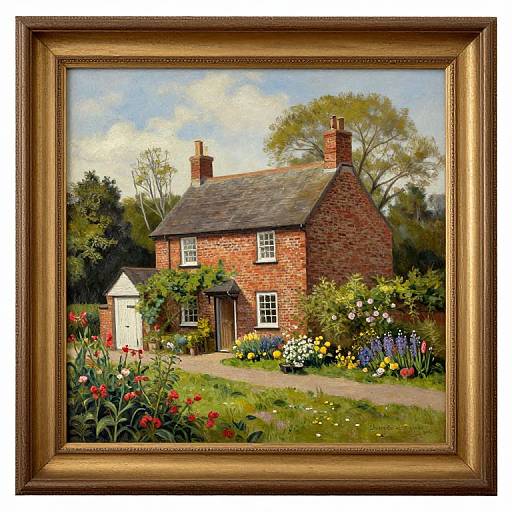 Serene Cottage Scene Oil Painting