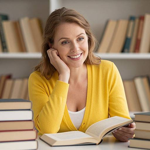Radiant Woman Embracing Timeless Wisdom