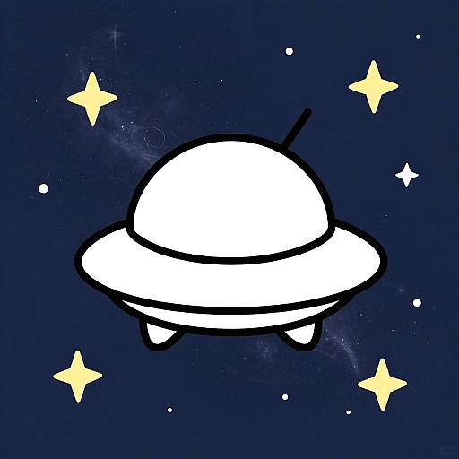 Minimalist Cartoon Spaceship Illustration